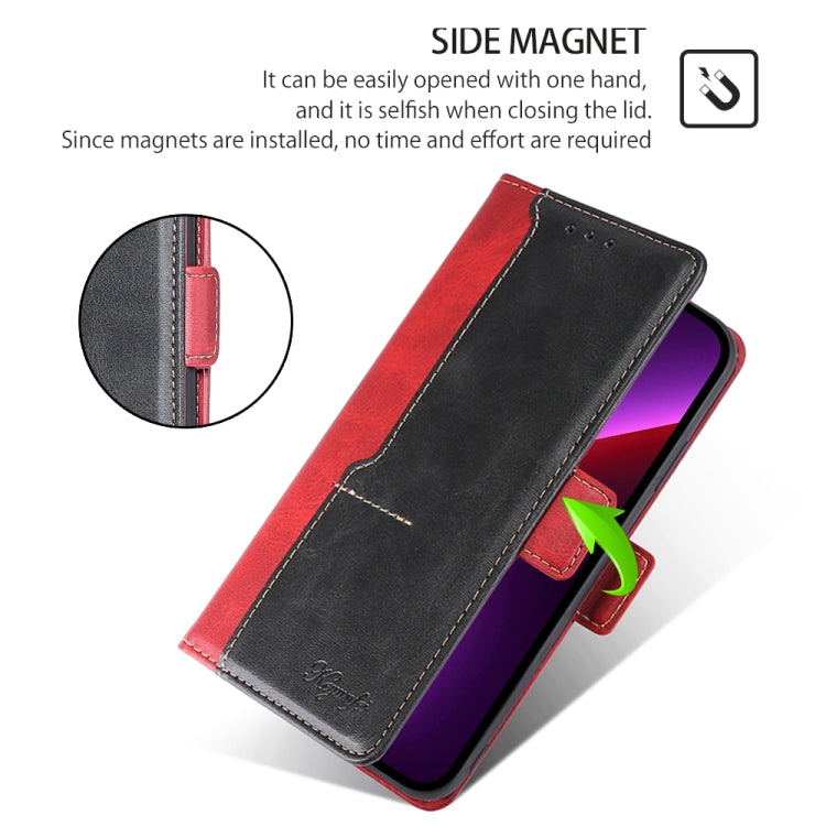 For Samsung Galaxy S24 5G Contrast Color Side Buckle Leather Phone Case(Red + Black) - HoMEdemic™ 