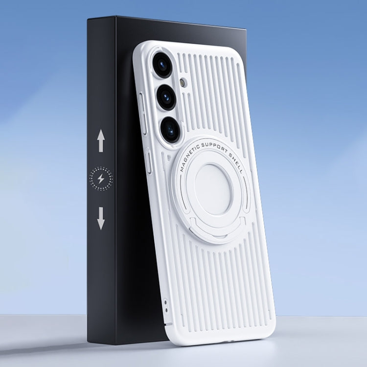 For Samsung Galaxy S24 5G Cooling MagSafe Magnetic Ring Holder PC Phone Case(White) - HoMEdemic™ 