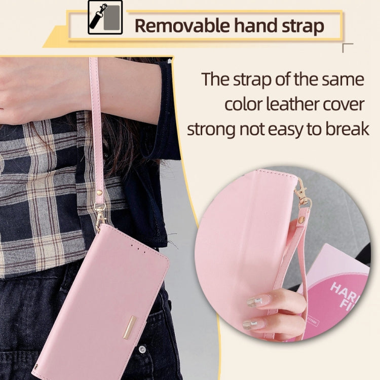 For Samsung Galaxy S24 5G Crossbody Chain Leather Phone Case(Pink) - HoMEdemic™ 