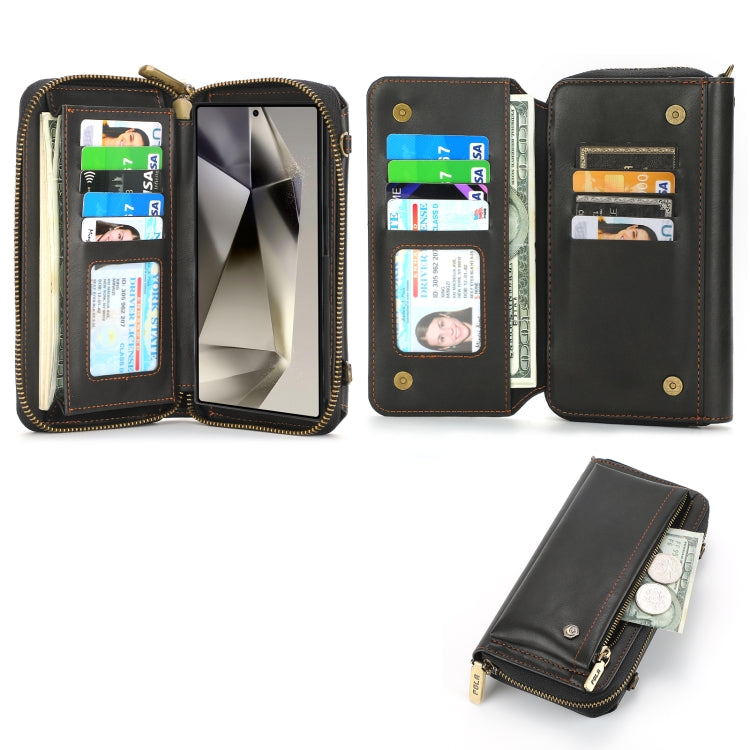 For Samsung Galaxy S24 5G Crossbody Multi-functional Zipper Wallet Leather Phone Case(Black) - HoMEdemic™ 