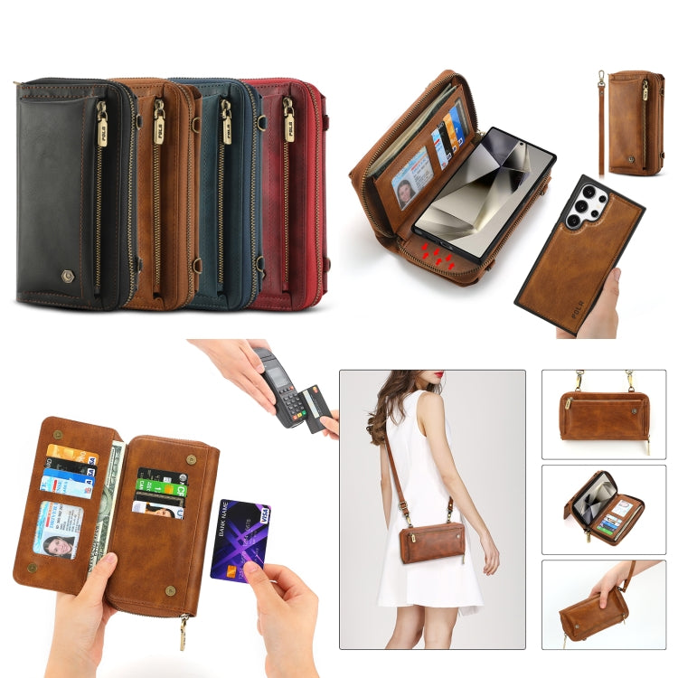For Samsung Galaxy S24 5G Crossbody Multi-functional Zipper Wallet Leather Phone Case(Black) - HoMEdemic™ 