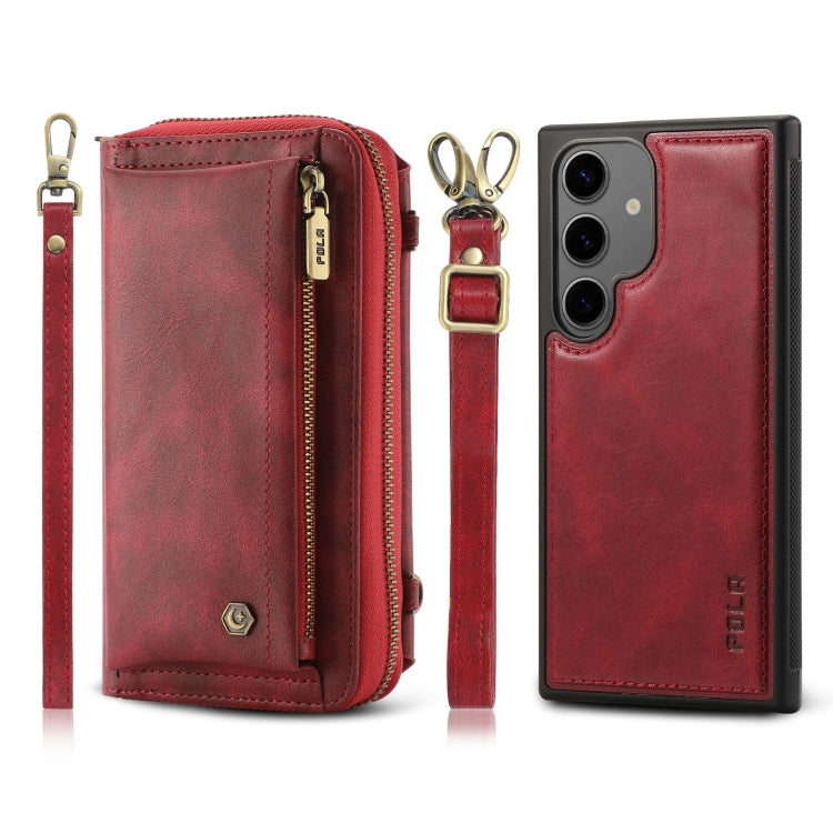For Samsung Galaxy S24 5G Crossbody Multi-functional Zipper Wallet Leather Phone Case(Red) - HoMEdemic™ 