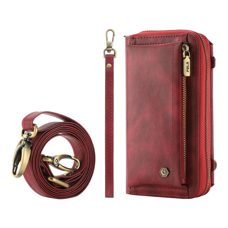For Samsung Galaxy S24 5G Crossbody Multi-functional Zipper Wallet Leather Phone Case(Red) - HoMEdemic™ 