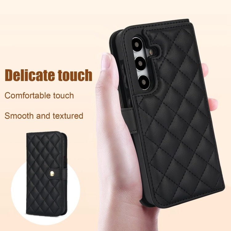 For Samsung Galaxy S24 5G Crossbody Multifunction Rhombic Leather Phone Case(Black) - HoMEdemic™ 