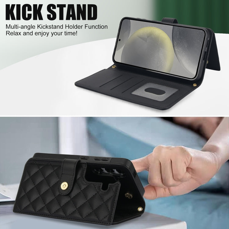 For Samsung Galaxy S24 5G Crossbody Multifunction Rhombic Leather Phone Case(Black) - HoMEdemic™ 