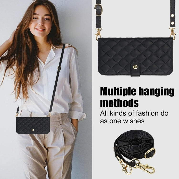 For Samsung Galaxy S24 5G Crossbody Multifunction Rhombic Leather Phone Case(Black) - HoMEdemic™ 