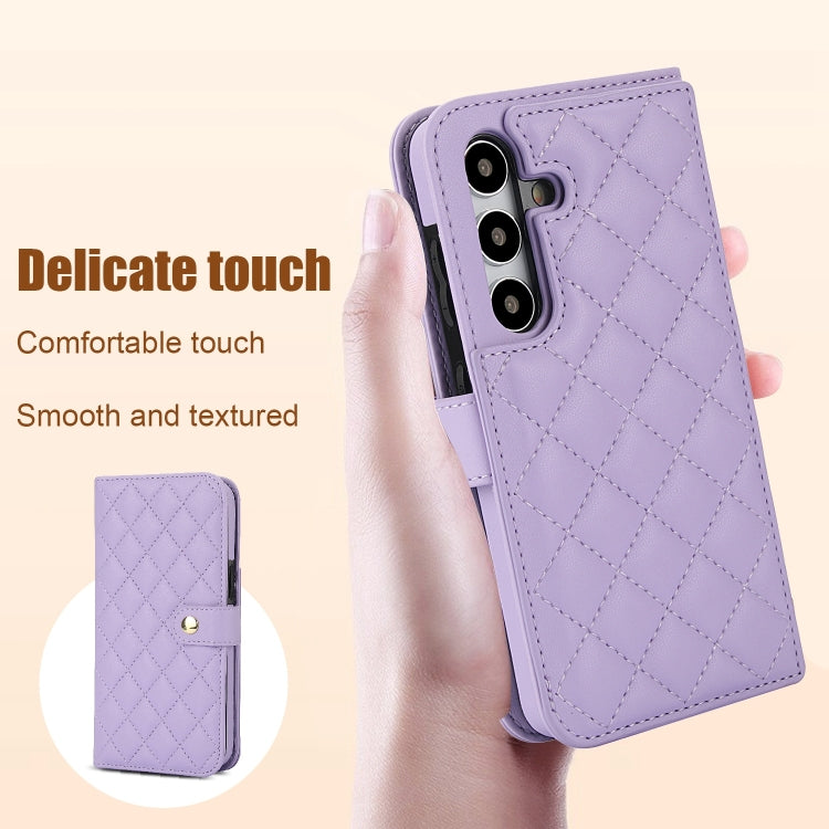 For Samsung Galaxy S24 5G Crossbody Multifunction Rhombic Leather Phone Case(Purple) - HoMEdemic™ 