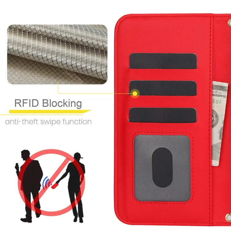 For Samsung Galaxy S24 5G Crossbody Multifunction Rhombic Leather Phone Case(Red) - HoMEdemic™ 