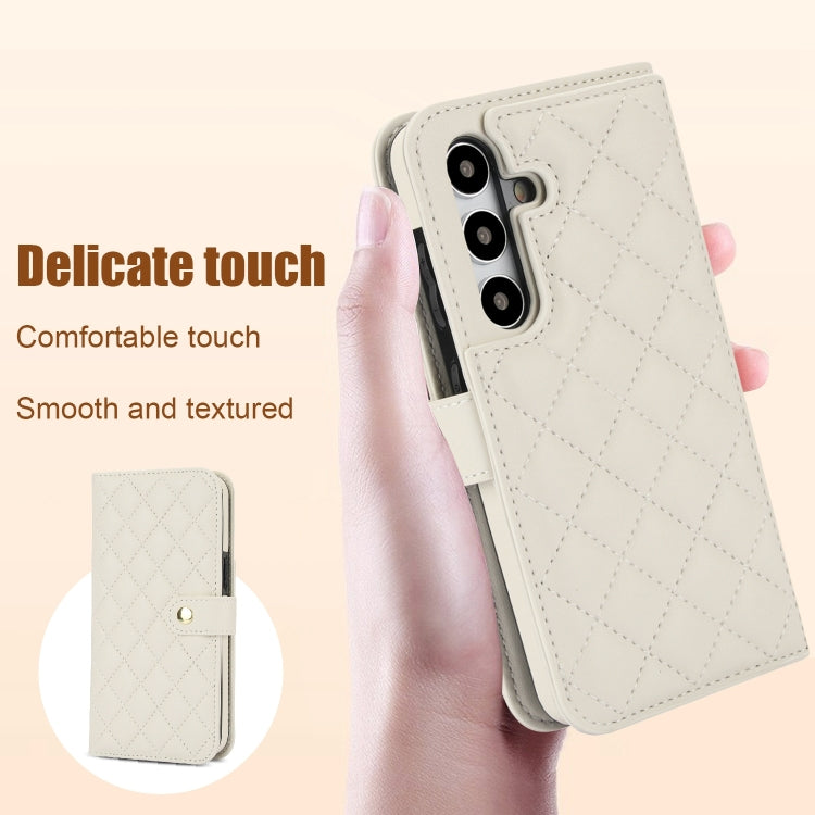 For Samsung Galaxy S24 5G Crossbody Multifunction Rhombic Leather Phone Case(White) - HoMEdemic™ 