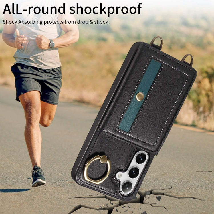 For Samsung Galaxy S24 5G Crossbodys Wallet Bag Ring Holder Leather Phone Case(Black) - HoMEdemic™ 