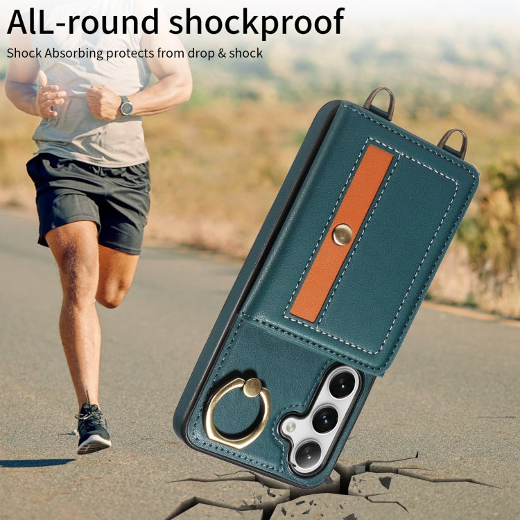 For Samsung Galaxy S24 5G Crossbodys Wallet Bag Ring Holder Leather Phone Case(Green) - HoMEdemic™ 