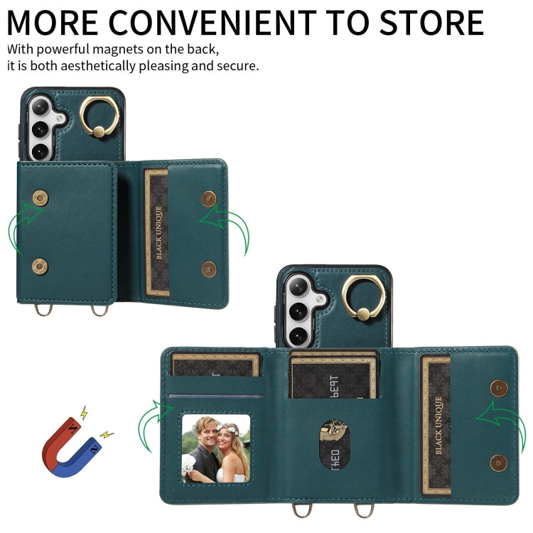 For Samsung Galaxy S24 5G Crossbodys Wallet Bag Ring Holder Leather Phone Case(Green) - HoMEdemic™ 