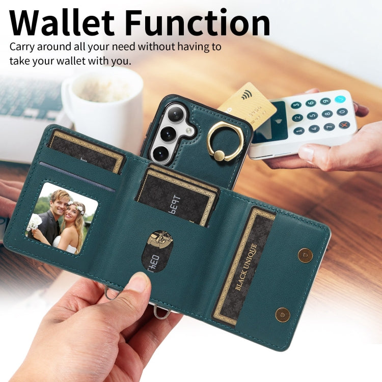 For Samsung Galaxy S24 5G Crossbodys Wallet Bag Ring Holder Leather Phone Case(Green) - HoMEdemic™ 