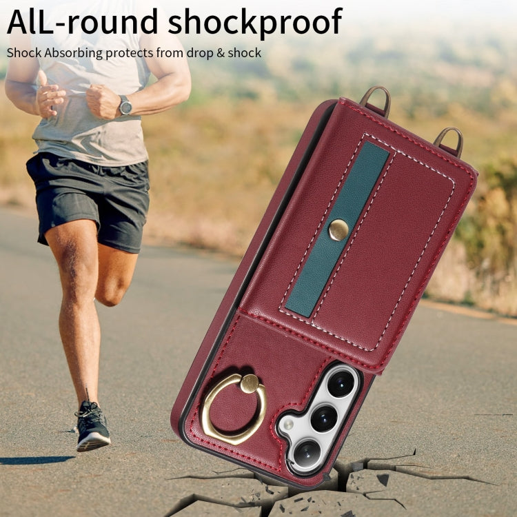 For Samsung Galaxy S24 5G Crossbodys Wallet Bag Ring Holder Leather Phone Case(Red) - HoMEdemic™ 
