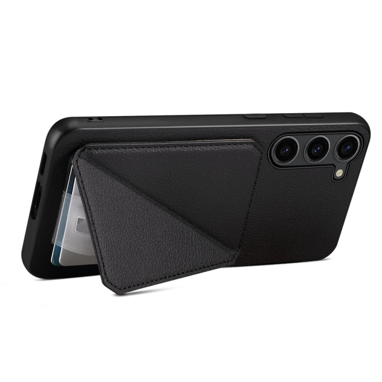 For Samsung Galaxy S24 5G D04 Calf Texture Dual Card Slot Holder Phone Case(Black) - HoMEdemic™ 