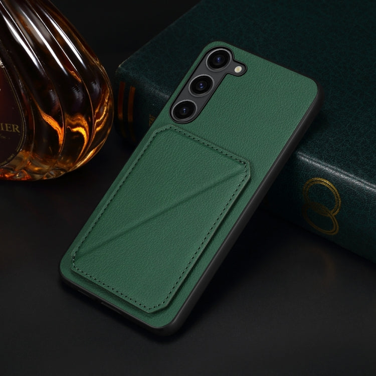 For Samsung Galaxy S24 5G D04 Calf Texture Dual Card Slot Holder Phone Case(Green) - HoMEdemic™ 