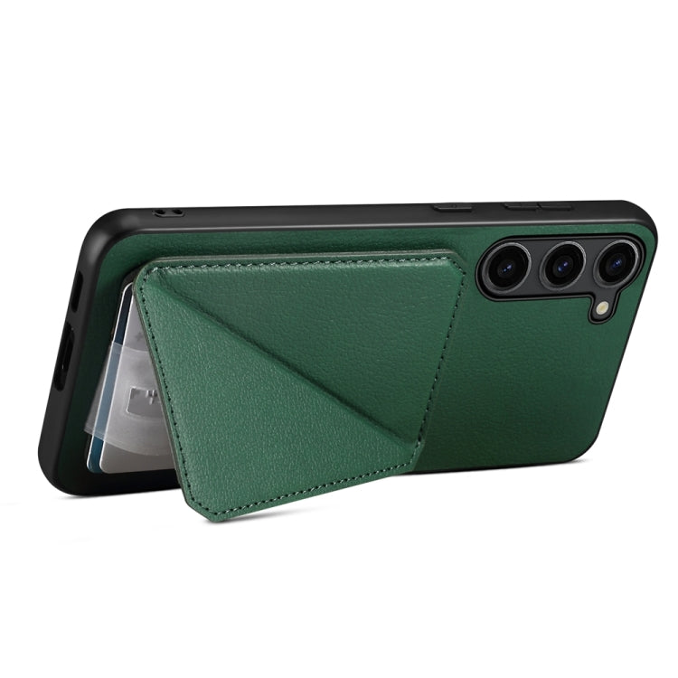 For Samsung Galaxy S24 5G D04 Calf Texture Dual Card Slot Holder Phone Case(Green) - HoMEdemic™ 