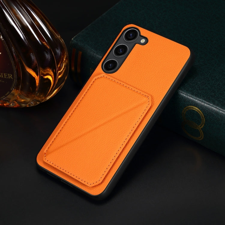 For Samsung Galaxy S24 5G D04 Calf Texture Dual Card Slot Holder Phone Case(Orange) - HoMEdemic™ 