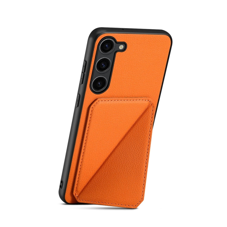 For Samsung Galaxy S24 5G D04 Calf Texture Dual Card Slot Holder Phone Case(Orange) - HoMEdemic™ 