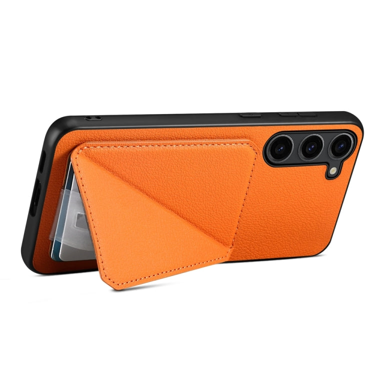 For Samsung Galaxy S24 5G D04 Calf Texture Dual Card Slot Holder Phone Case(Orange) - HoMEdemic™ 