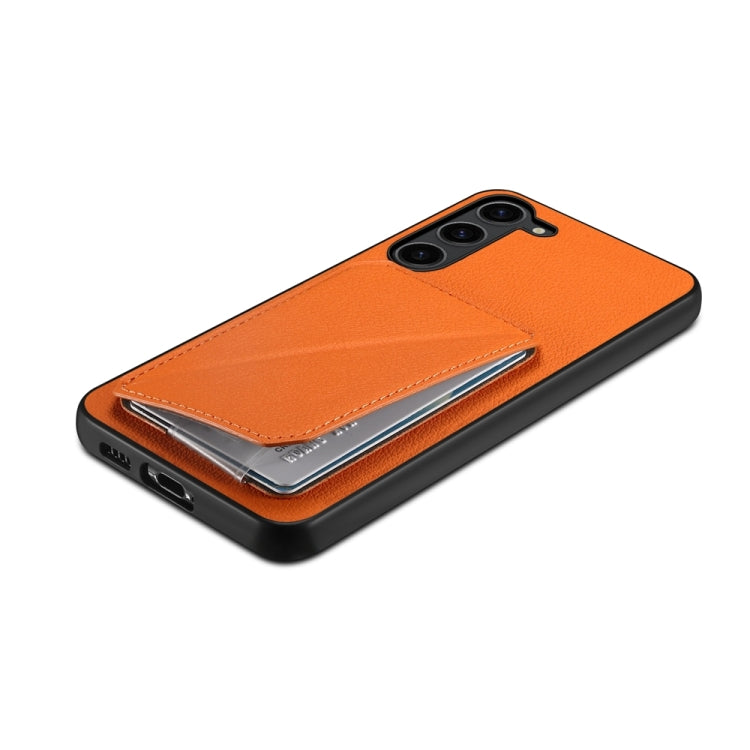 For Samsung Galaxy S24 5G D04 Calf Texture Dual Card Slot Holder Phone Case(Orange) - HoMEdemic™ 