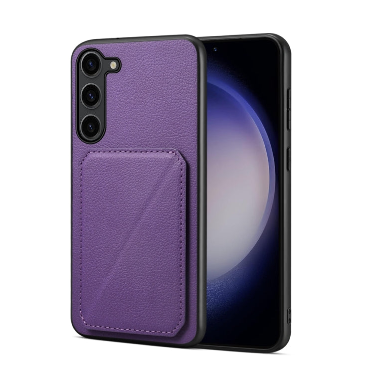 For Samsung Galaxy S24 5G D04 Calf Texture Dual Card Slot Holder Phone Case(Purple) - HoMEdemic™ 