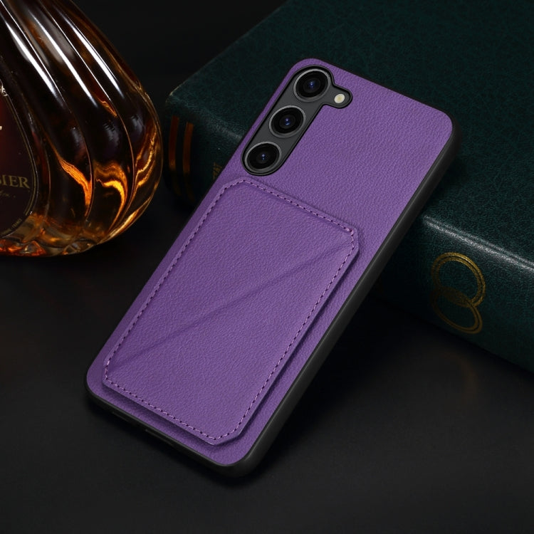 For Samsung Galaxy S24 5G D04 Calf Texture Dual Card Slot Holder Phone Case(Purple) - HoMEdemic™ 