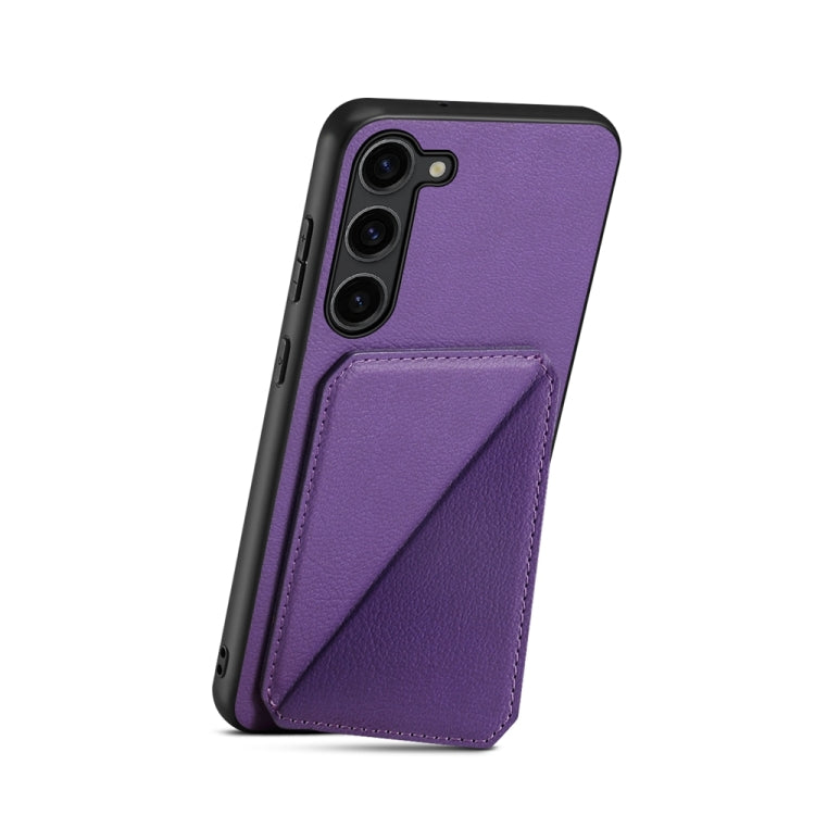 For Samsung Galaxy S24 5G D04 Calf Texture Dual Card Slot Holder Phone Case(Purple) - HoMEdemic™ 