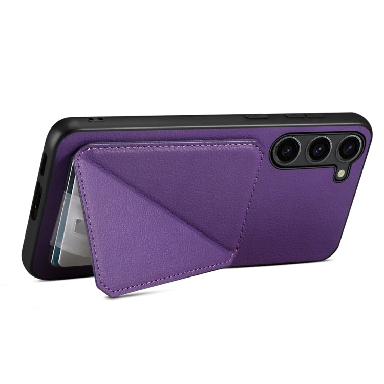 For Samsung Galaxy S24 5G D04 Calf Texture Dual Card Slot Holder Phone Case(Purple) - HoMEdemic™ 