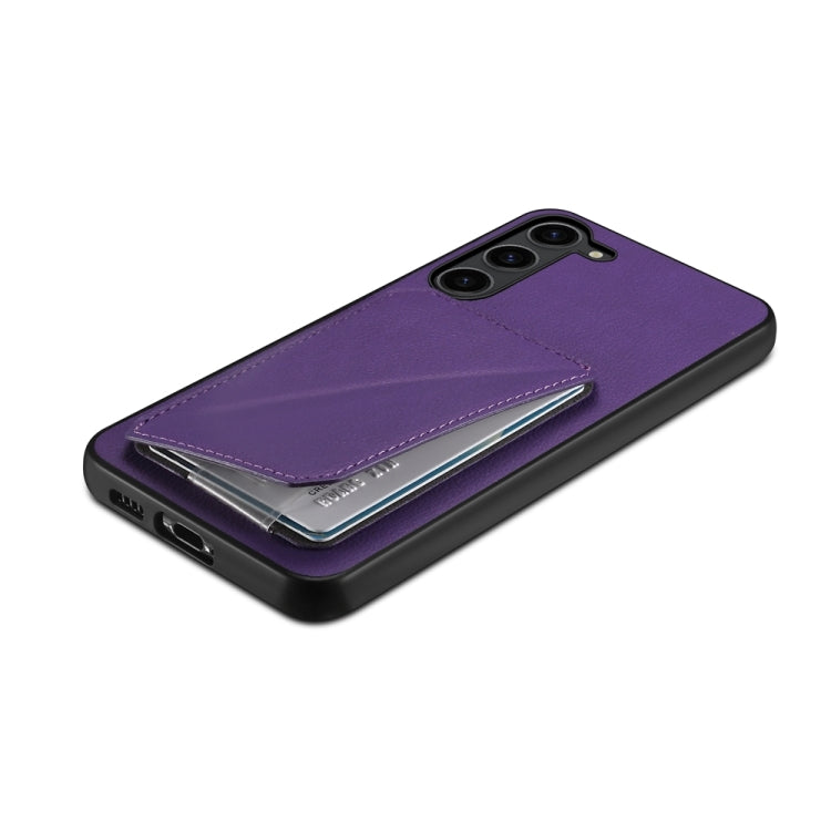 For Samsung Galaxy S24 5G D04 Calf Texture Dual Card Slot Holder Phone Case(Purple) - HoMEdemic™ 