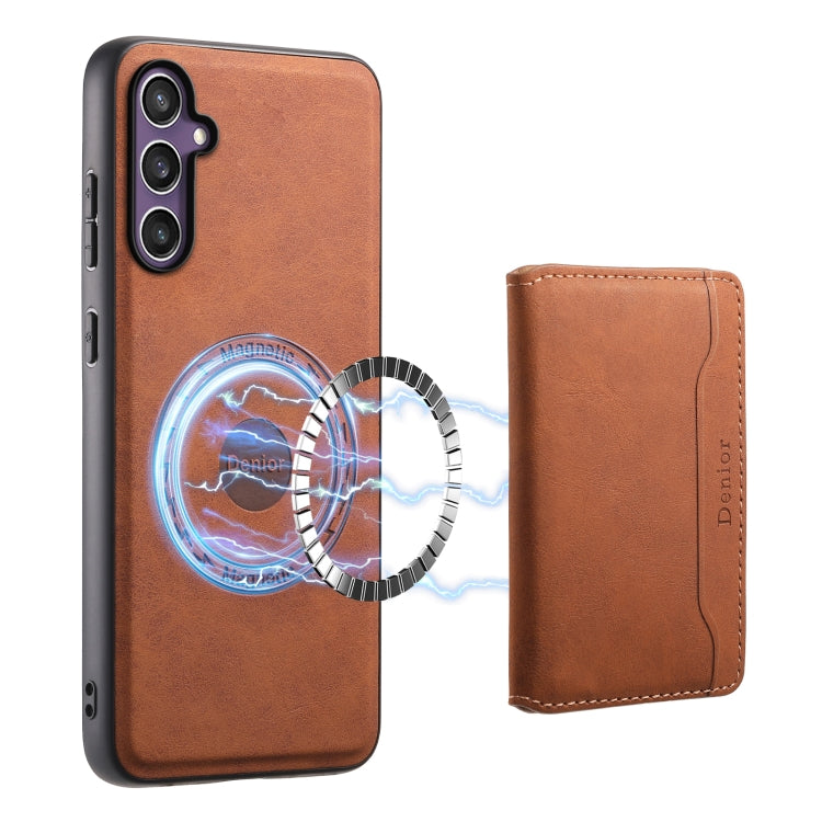 For Samsung Galaxy S24 5G Denior D13 Retro Texture Leather MagSafe Card Bag Phone Case(Brown) - HoMEdemic™ 