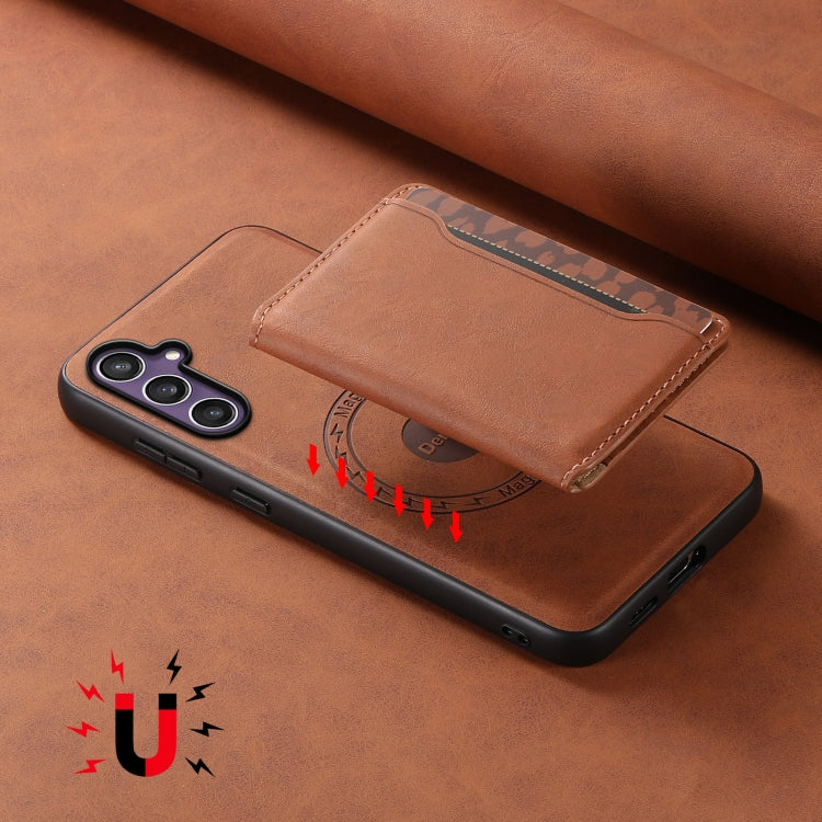 For Samsung Galaxy S24 5G Denior D13 Retro Texture Leather MagSafe Card Bag Phone Case(Brown) - HoMEdemic™ 
