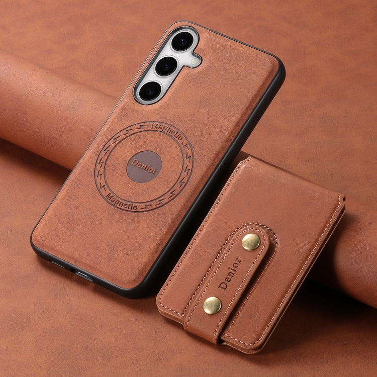 For Samsung Galaxy S24 5G Denior D14 NK Retro Pattern MagSafe Magnetic Card Holder Leather Phone Case(Brown) - HoMEdemic™ 