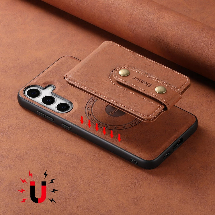 For Samsung Galaxy S24 5G Denior D14 NK Retro Pattern MagSafe Magnetic Card Holder Leather Phone Case(Brown) - HoMEdemic™ 