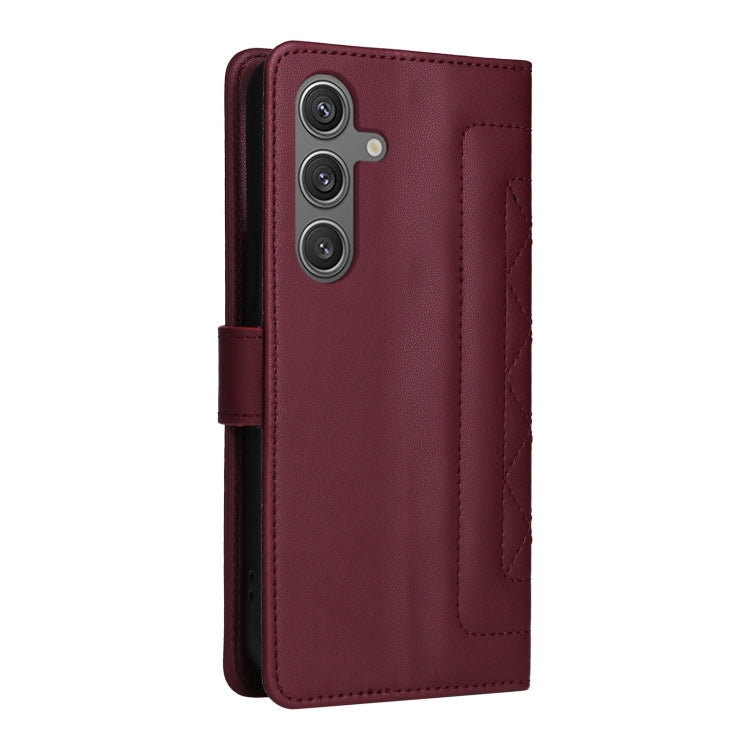 For Samsung Galaxy S24 5G Diamond Lattice Leather Flip Phone Case(Wine Red) - HoMEdemic™ 