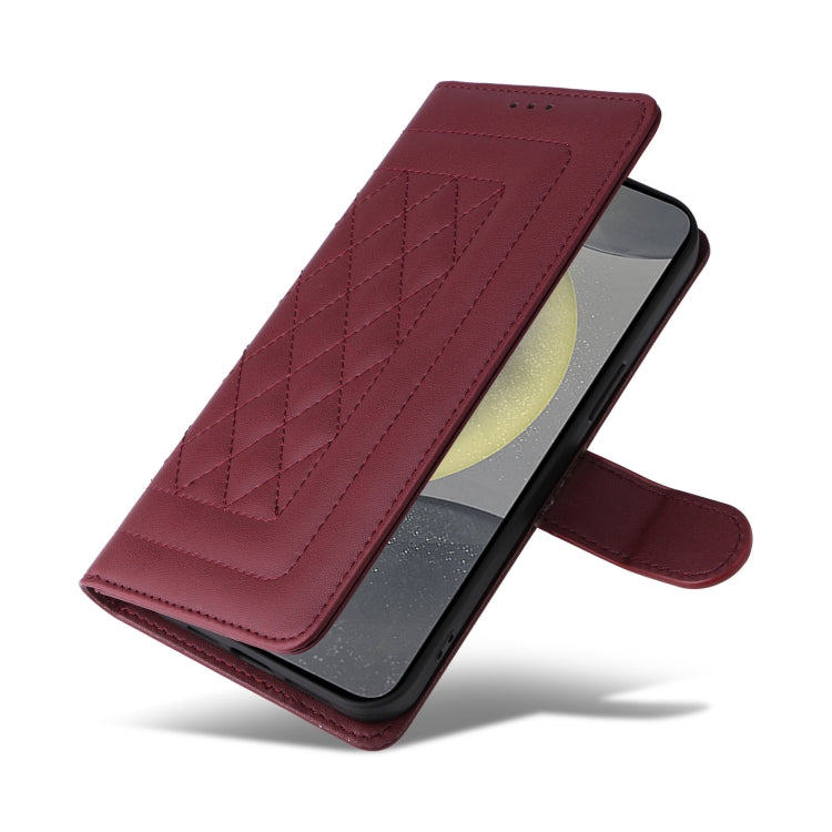 For Samsung Galaxy S24 5G Diamond Lattice Leather Flip Phone Case(Wine Red) - HoMEdemic™ 