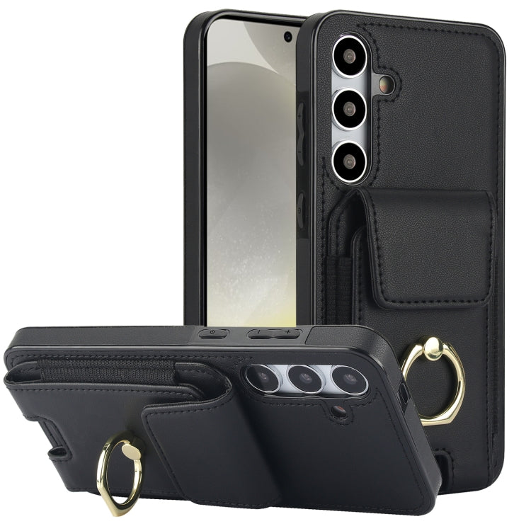 For Samsung Galaxy S24 5G Elastic Card Bag Ring Holder Phone Case(Black) - HoMEdemic™ 
