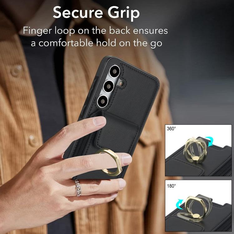 For Samsung Galaxy S24 5G Elastic Card Bag Ring Holder Phone Case(Black) - HoMEdemic™ 