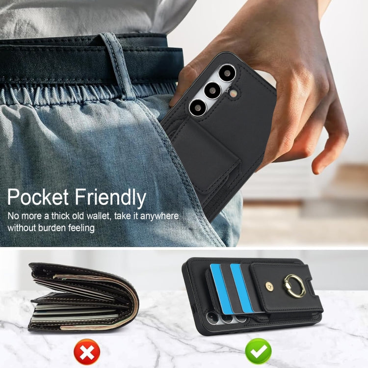 For Samsung Galaxy S24 5G Elastic Card Bag Ring Holder Phone Case(Black) - HoMEdemic™ 