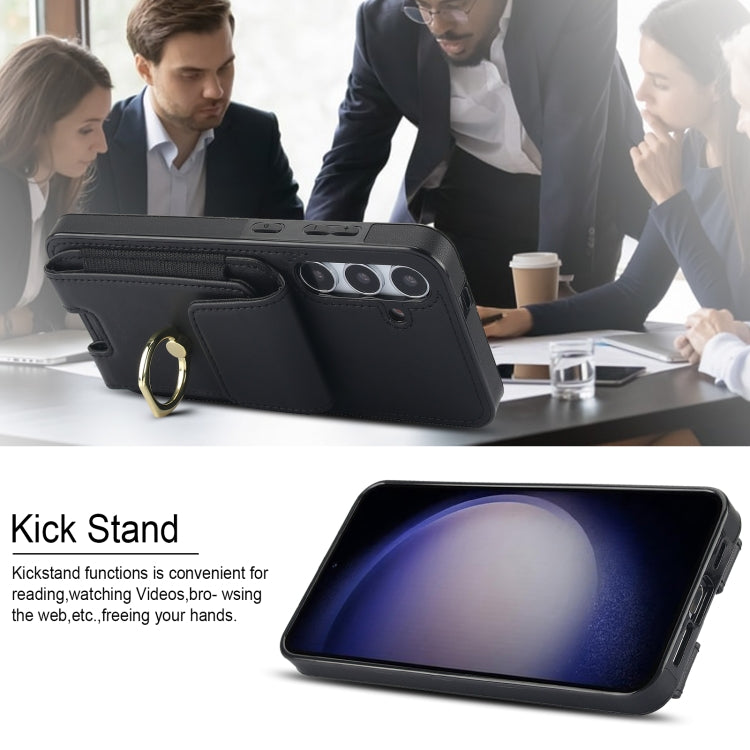 For Samsung Galaxy S24 5G Elastic Card Bag Ring Holder Phone Case(Black) - HoMEdemic™ 