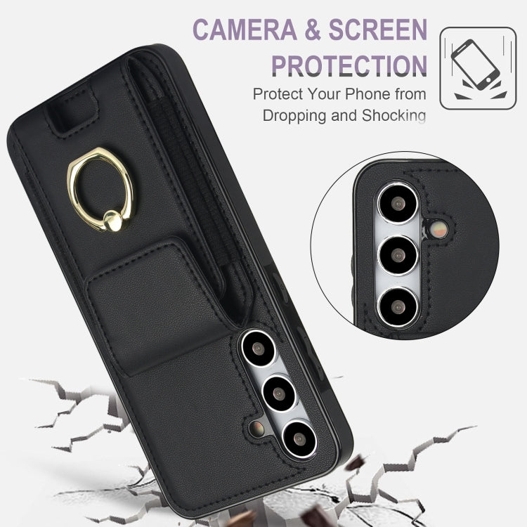 For Samsung Galaxy S24 5G Elastic Card Bag Ring Holder Phone Case(Black) - HoMEdemic™ 