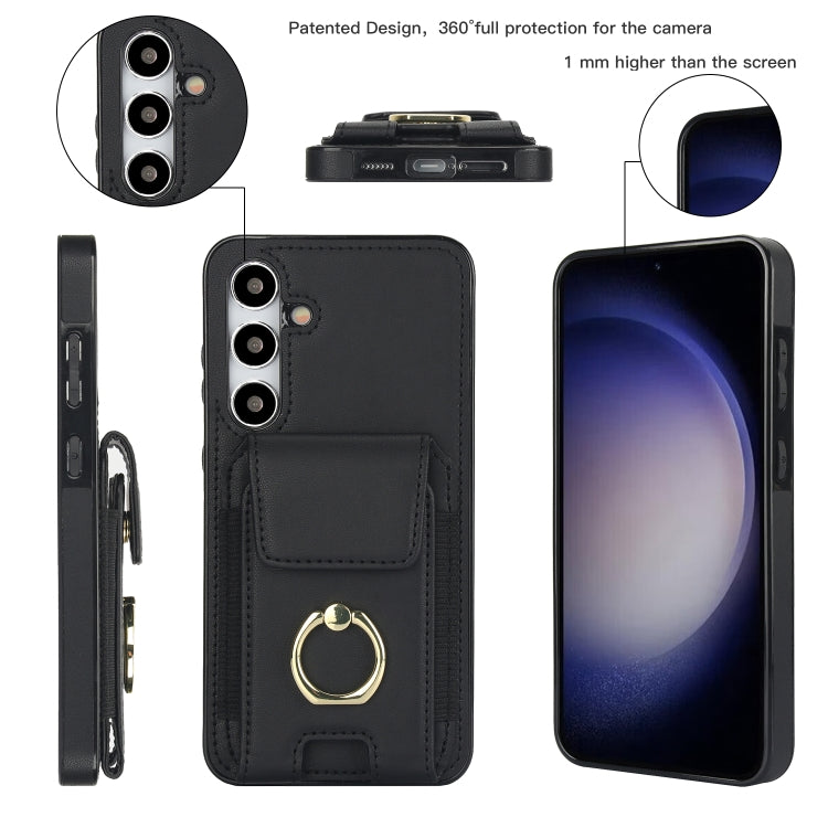 For Samsung Galaxy S24 5G Elastic Card Bag Ring Holder Phone Case(Black) - HoMEdemic™ 