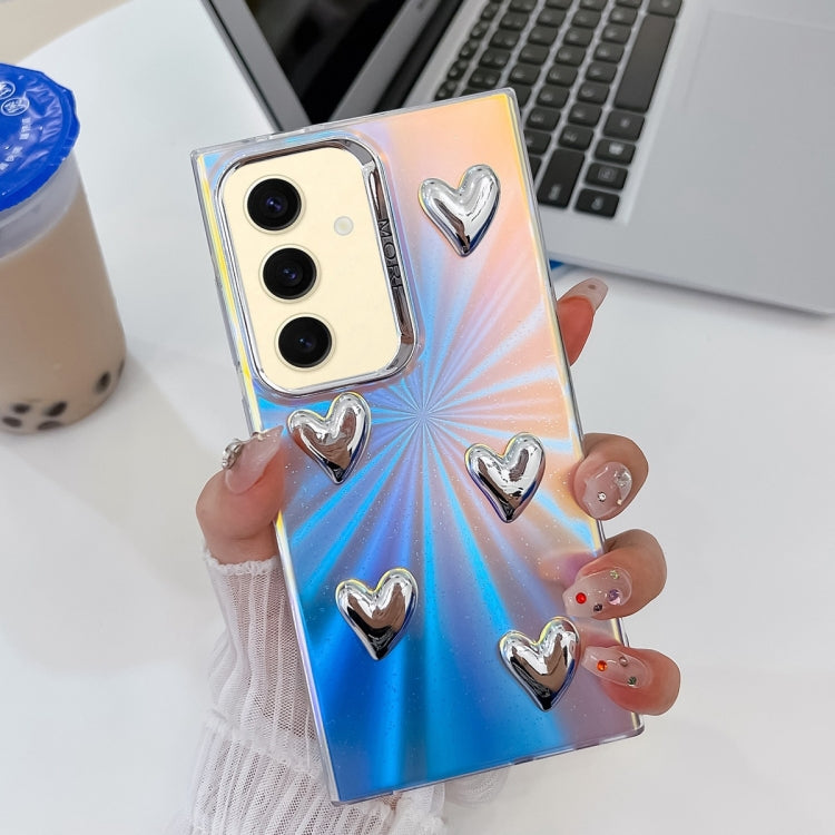 For Samsung Galaxy S24 5G Electroplating 5-Heart Laser Texture TPU Phone Case(CD Stripes) - HoMEdemic™ 