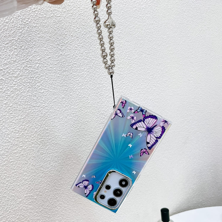 For Samsung Galaxy S24 5G Electroplating Laser Butterfly Phone Case with Wrist Strap(Blue Butterflies AB4) - HoMEdemic™ 