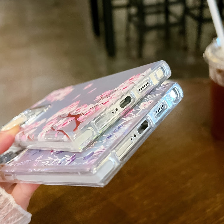 For Samsung Galaxy S24+ 5G Electroplating Laser Flower Texture TPU Phone Case(Lavender AH14) - HoMEdemic™ 