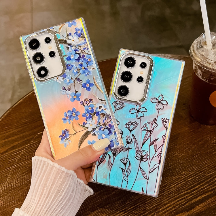 For Samsung Galaxy S24+ 5G Electroplating Laser Flower Texture TPU Phone Case(Plum Blossom AH18) - HoMEdemic™ 