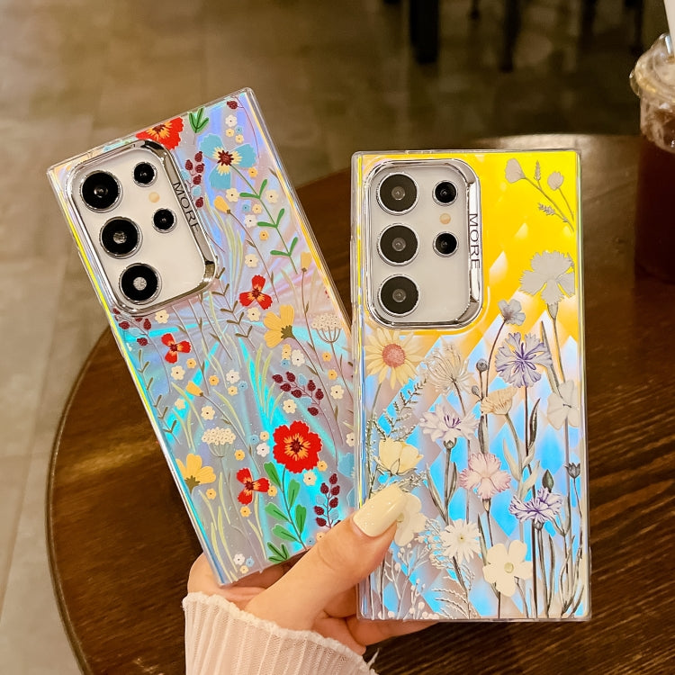 For Samsung Galaxy S24 5G Electroplating Laser Flower Texture TPU Phone Case(Rose AH15) - HoMEdemic™ 