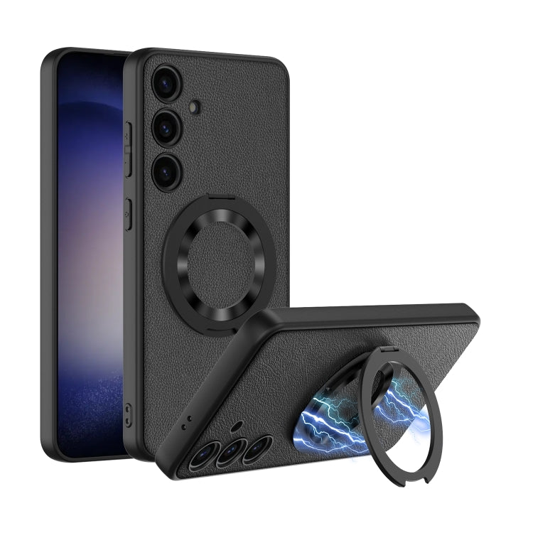 For Samsung Galaxy S24 5G GKK Skin Feel Leather MagSafe Magnetic Phone Case with Holder(Grey) - HoMEdemic™ 