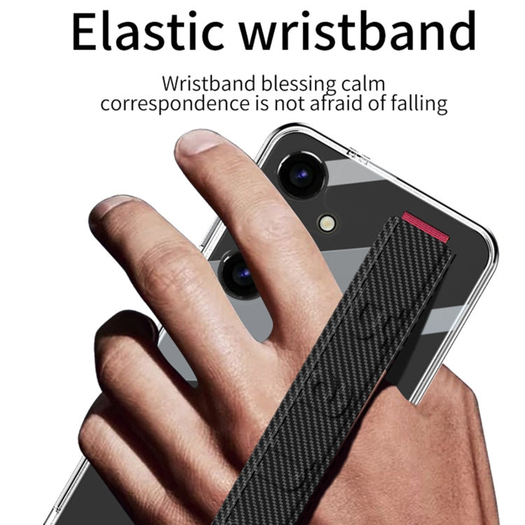 For Samsung Galaxy S24 5G GKK Space Frame Transparent PC + TPU Phone Case with Wrist Strap(White) - HoMEdemic™ 