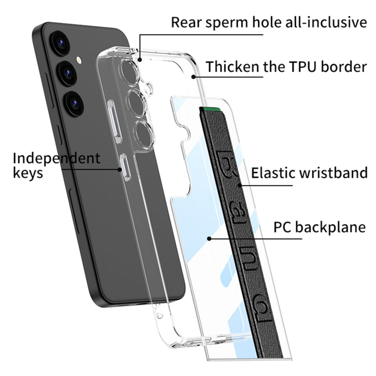 For Samsung Galaxy S24 5G GKK Space Frame Transparent PC + TPU Phone Case with Wrist Strap(White) - HoMEdemic™ 